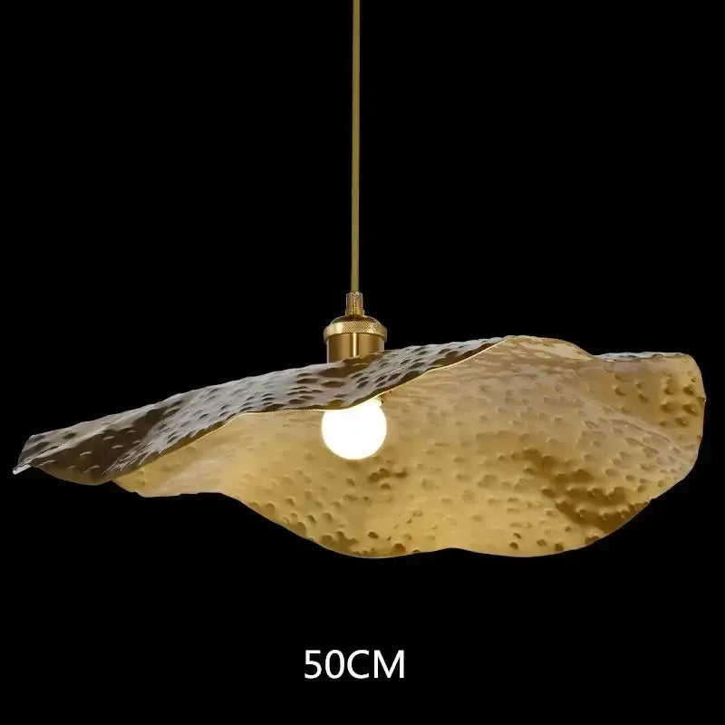 Modern gold hammered lotus leaf led chandelier for dining room