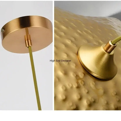Modern gold hammered lotus leaf led chandelier for dining room