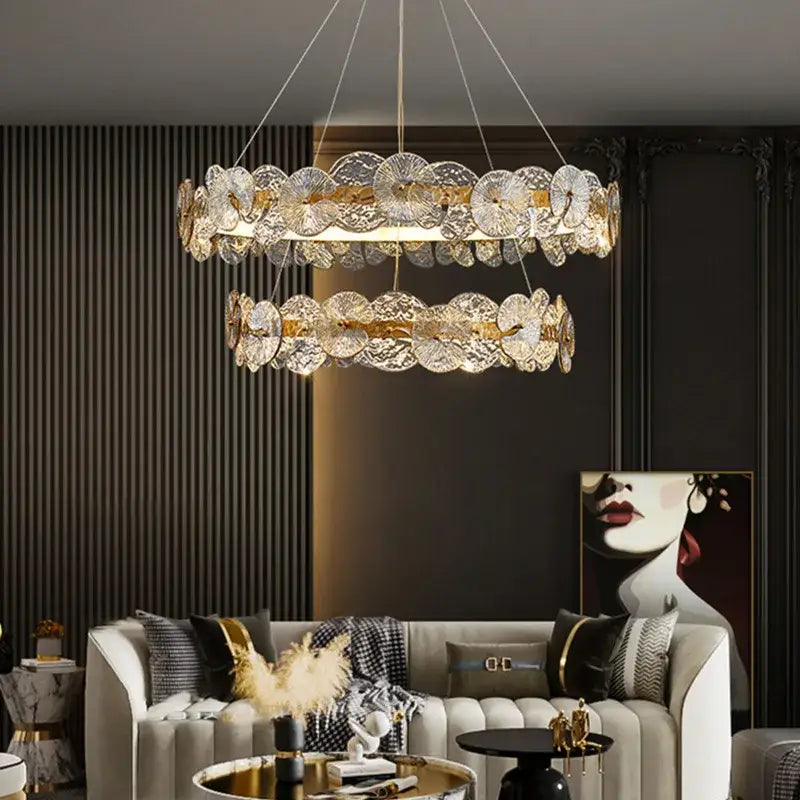 lotus leaf gold crystal chandelier for dining room