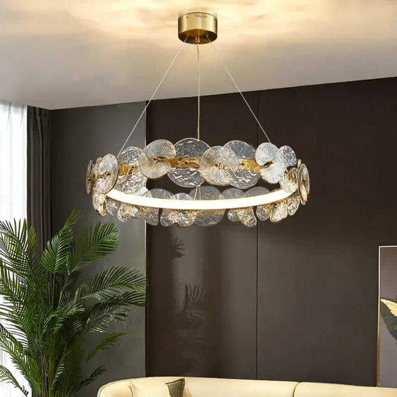 lotus leaf gold crystal chandelier for dining room