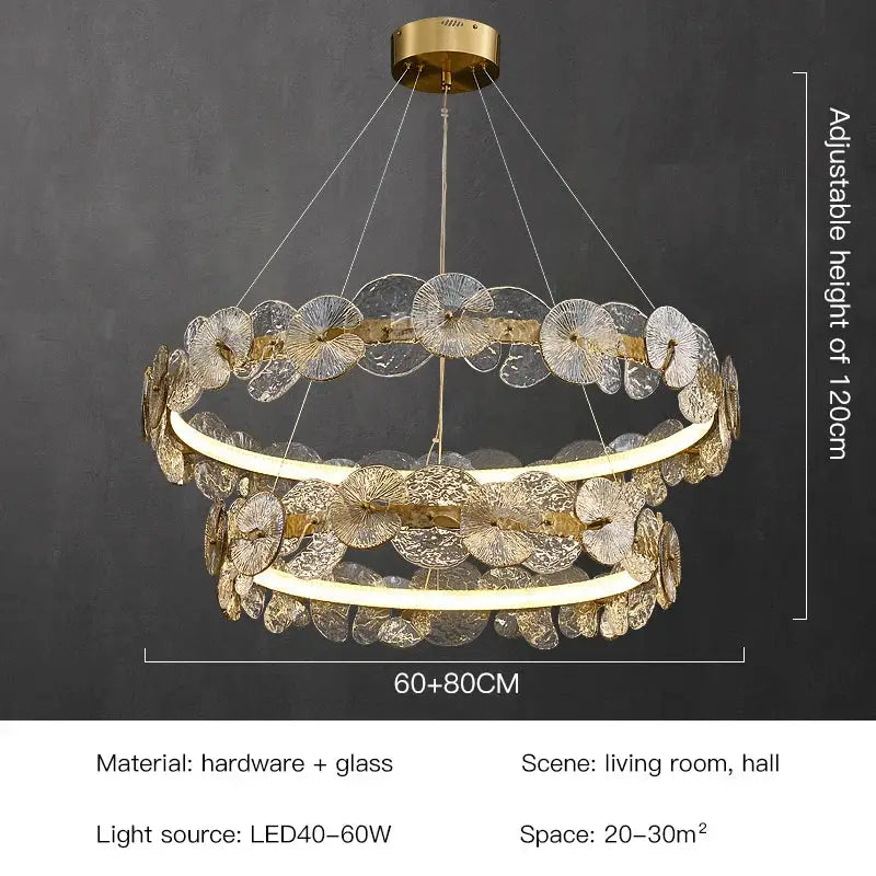 lotus leaf gold crystal chandelier for dining room