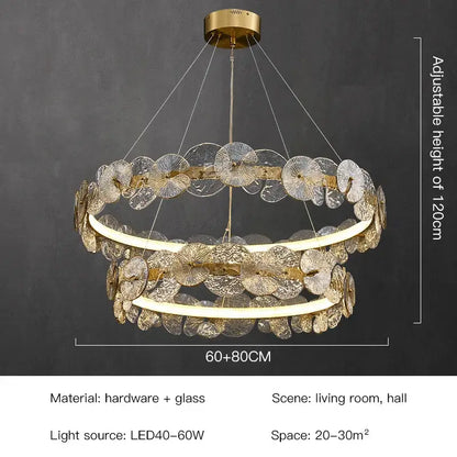 Modern gold lotus leaf led chandelier for dining room