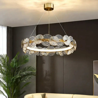 Modern gold lotus leaf led chandelier for dining room