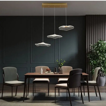 Modern gold lotus leaf led pendant chandelier for living room