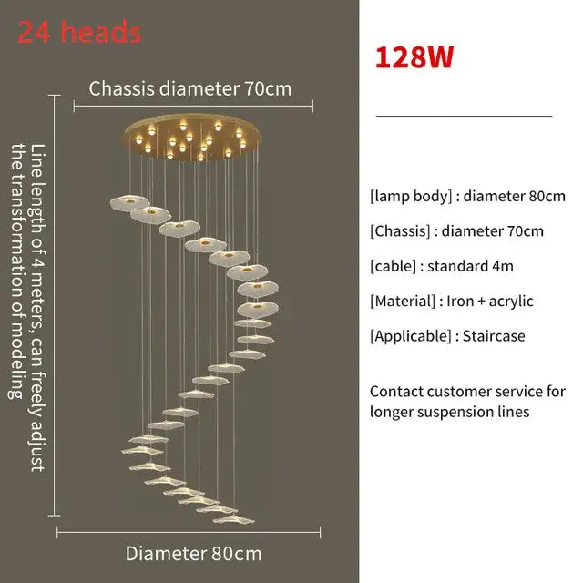 Modern gold lotus leaf led pendant chandelier for living room