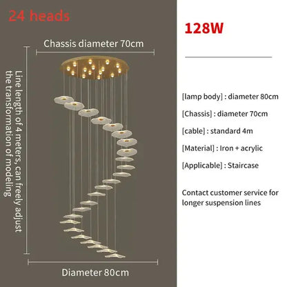 Modern gold lotus leaf led pendant chandelier for living room