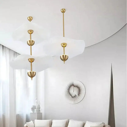 Modern gold lotus leaf led pendant lamp for living room