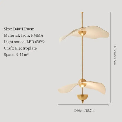 Modern gold lotus leaf led pendant lamp for living room