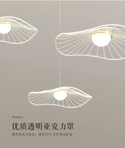 Modern white leaf led pendant light for living room
