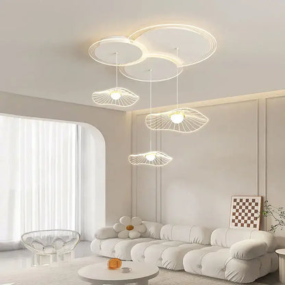 Modern white leaf led pendant light for living room