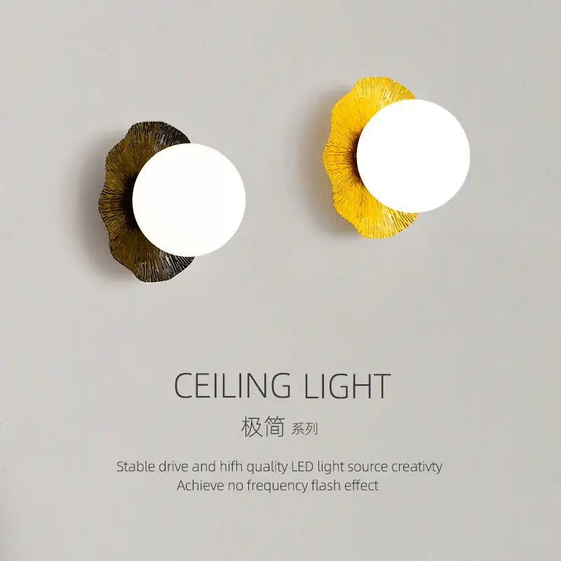 Minimalist gold & yellow lotus leaf led wall lamp living room