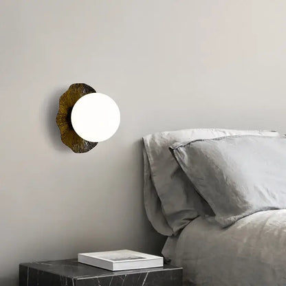 Minimalist gold & yellow lotus leaf led wall lamp living room