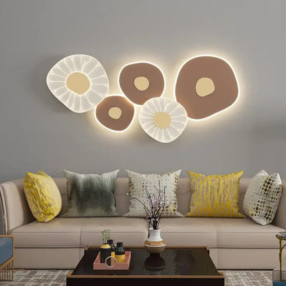 Modern geometric white & brown lotus leaf led wall light bedroom