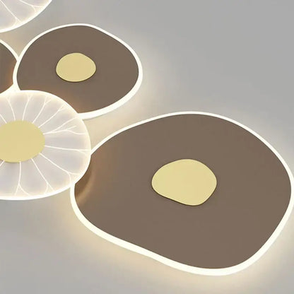 Modern geometric white & brown lotus leaf led wall light bedroom