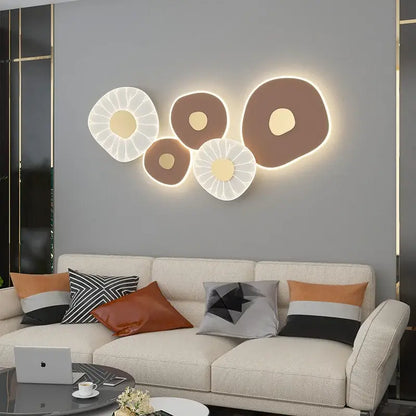 Modern geometric white & brown lotus leaf led wall light bedroom