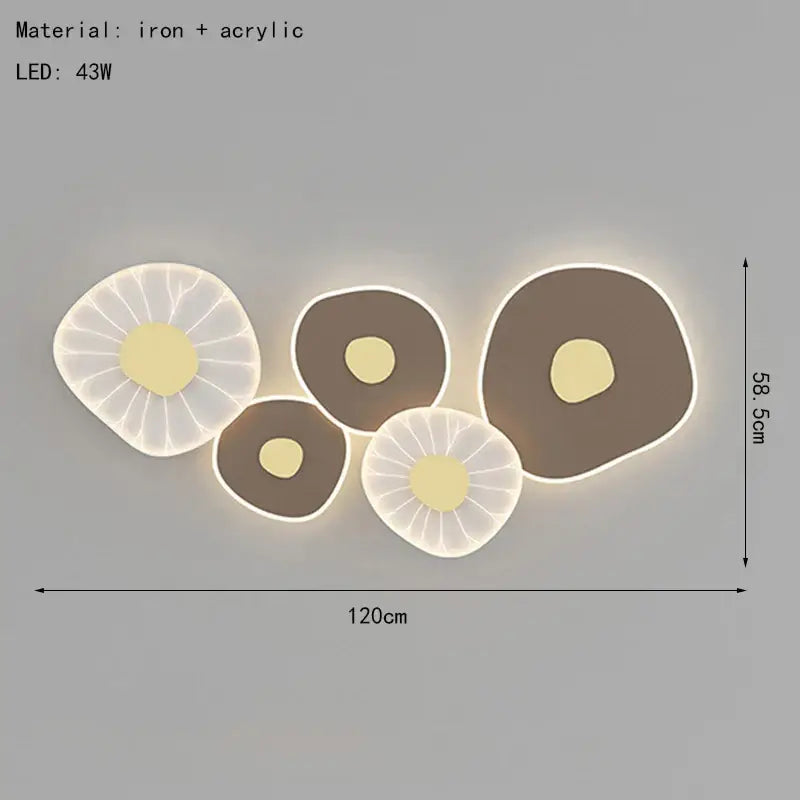Modern geometric white & brown lotus leaf led wall light bedroom