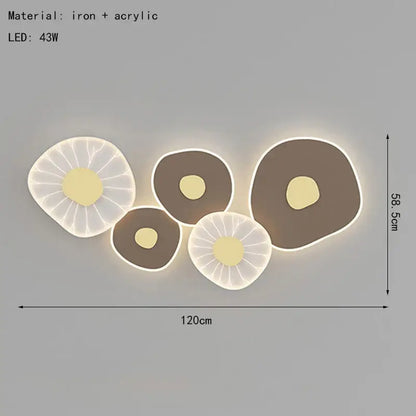 Modern geometric white & brown lotus leaf led wall light bedroom
