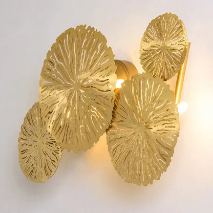 Gold lotus leaf wall lights living room glass sconce