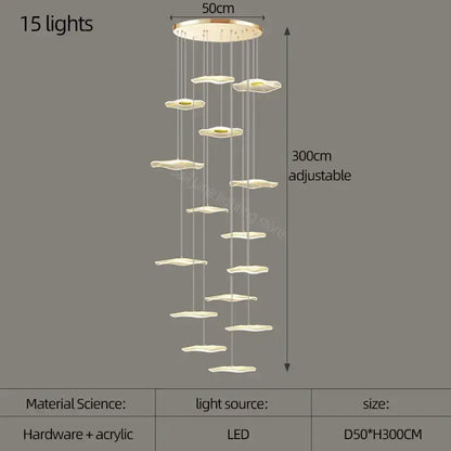White and gold decorbites lotus leaf nordic chandelier dining room