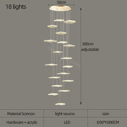 White and gold decorbites lotus leaf nordic chandelier dining room