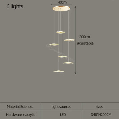 White and gold decorbites lotus leaf nordic chandelier dining room