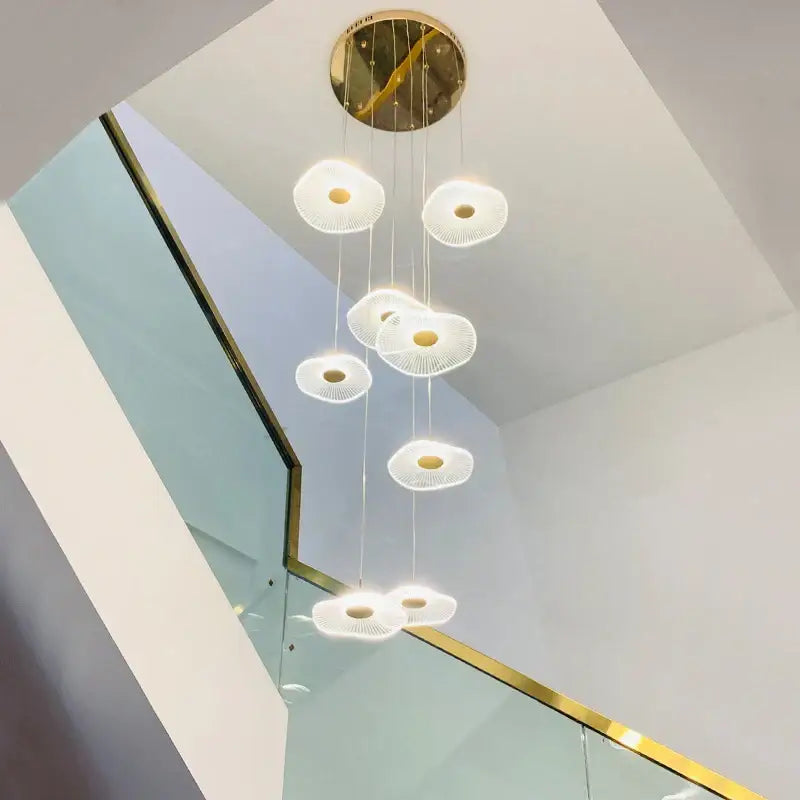 White and gold lotus leaf nordic chandelier dining room