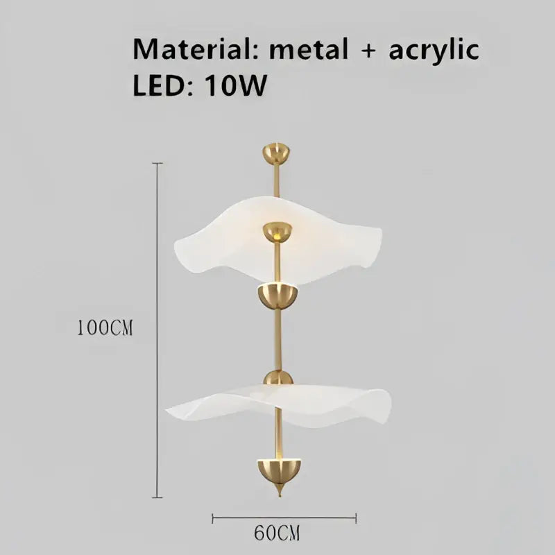 Modern lotus leaf pendant lamp gold and white dining room lighting