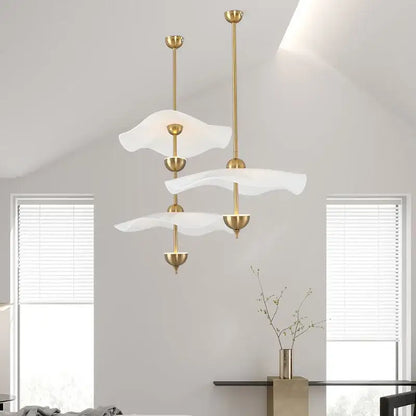 Modern lotus leaf pendant lamp gold and white dining room lighting