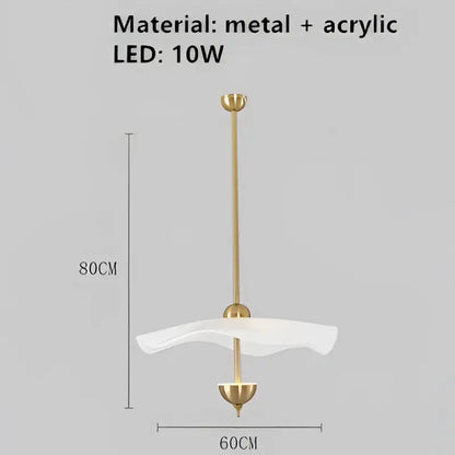 Modern lotus leaf pendant lamp gold and white dining room lighting