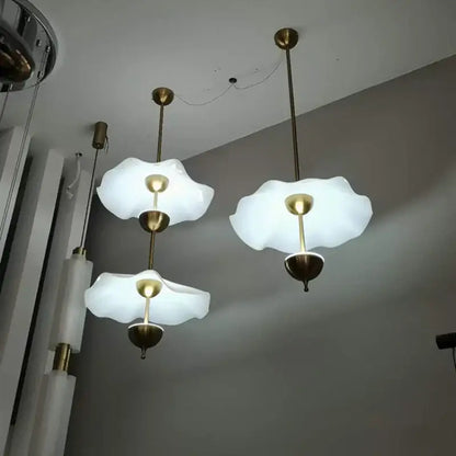 Modern lotus leaf pendant lamp gold and white dining room lighting