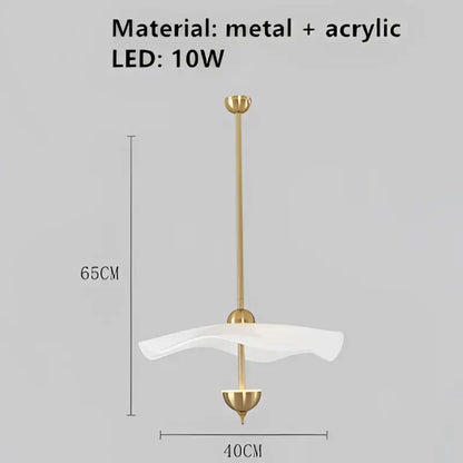 Modern lotus leaf pendant lamp gold and white dining room lighting