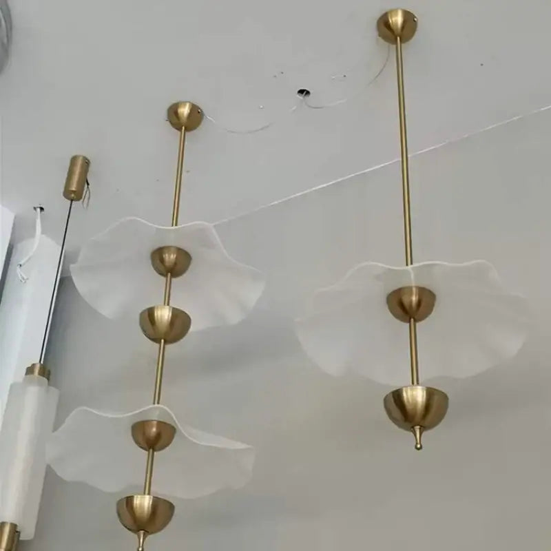 Modern lotus leaf pendant lamp gold and white dining room lighting