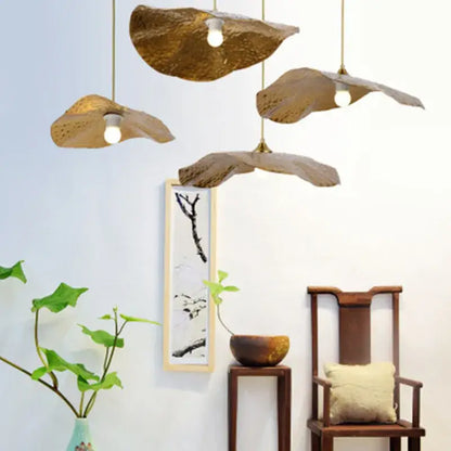 Luxury gold lotus leaf pendant light for dining room and cafe