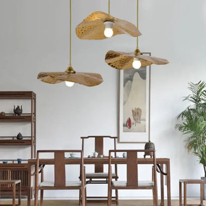 Luxury gold lotus leaf pendant light for dining room and cafe
