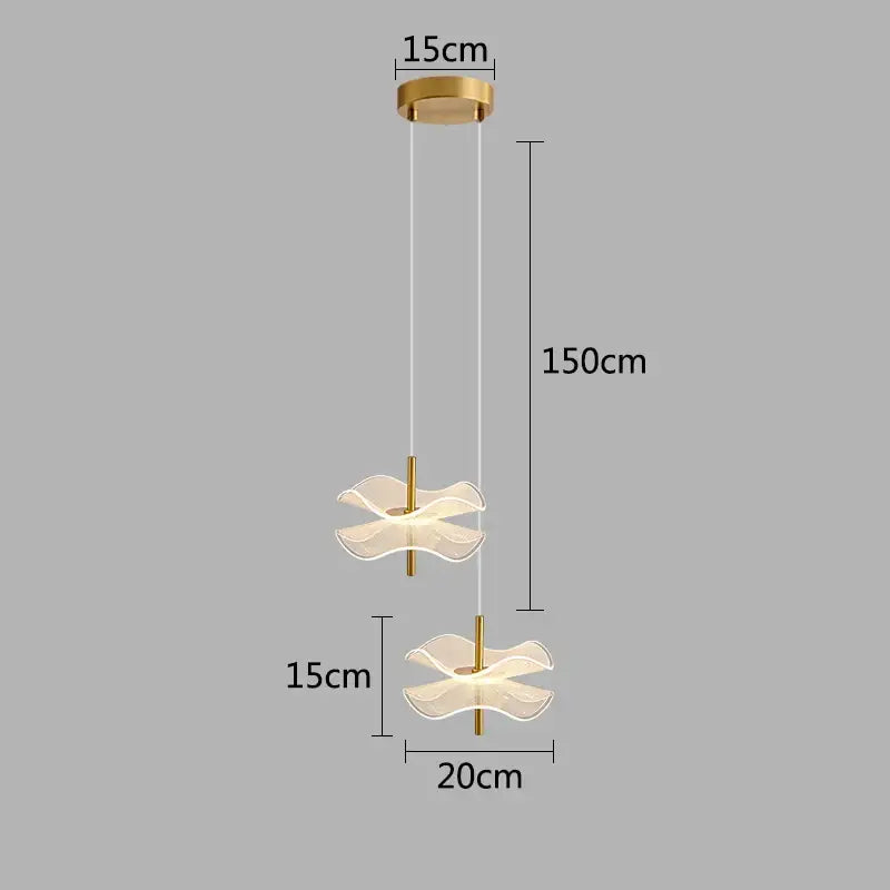 Modern gold lotus leaf pendant light for dining room