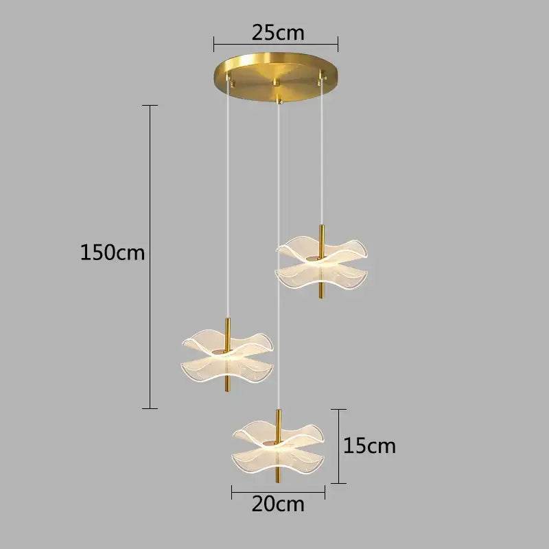 Modern gold lotus leaf pendant light for dining room