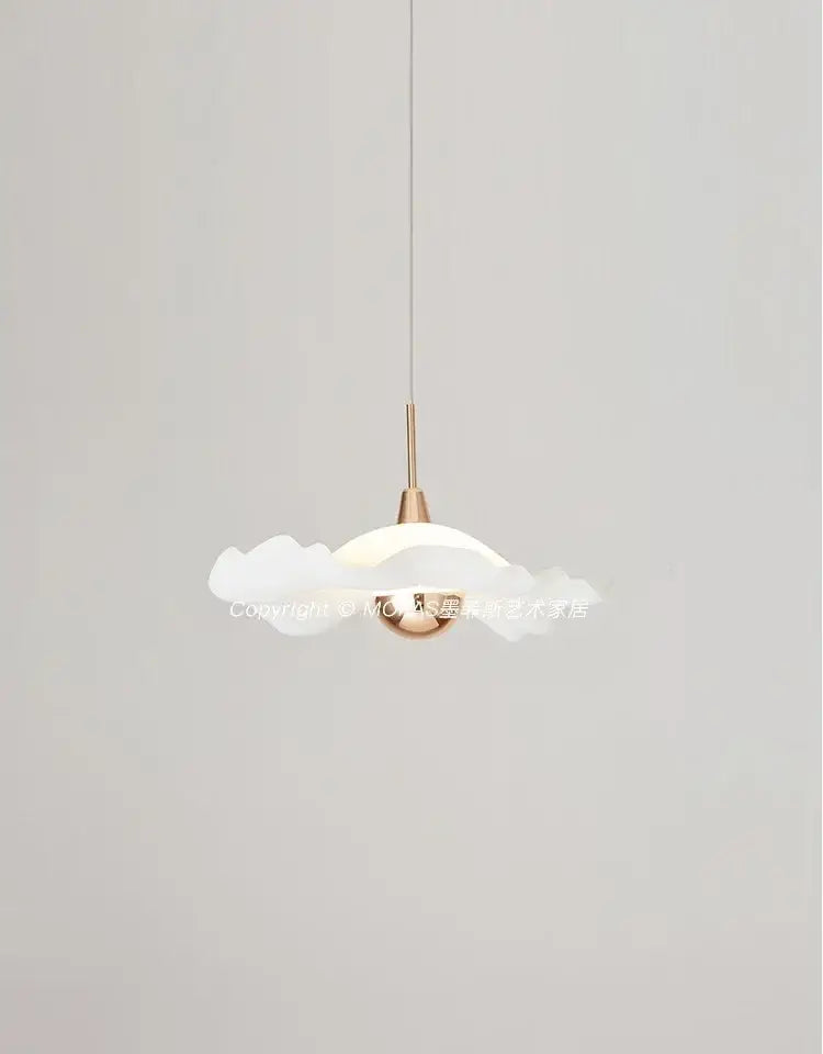 Modern white and rose gold lotus leaf pendant light bedroom