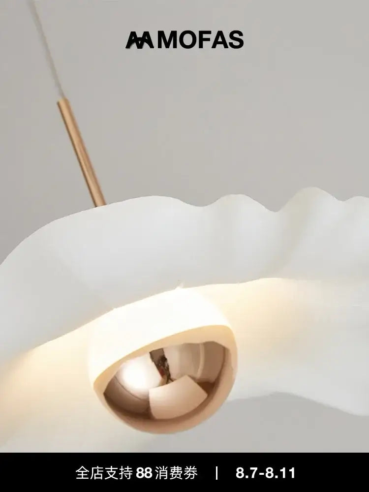 Modern white and rose gold lotus leaf pendant light bedroom
