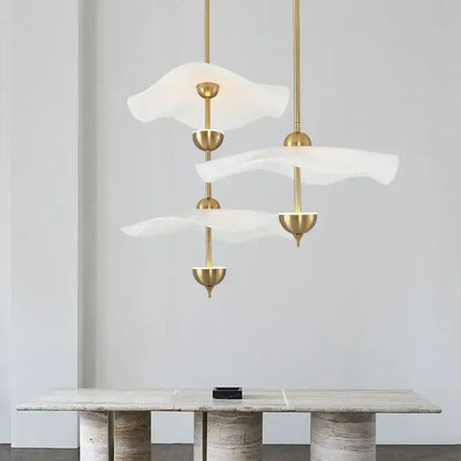Modern gold lotus leaf pendant lights – staircase chandelier