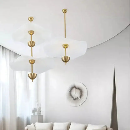 Modern gold lotus leaf pendant lights – staircase chandelier