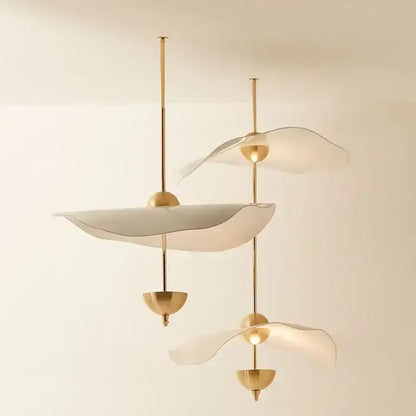 Modern gold lotus leaf pendant lights – staircase chandelier