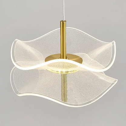 Modern white and gold lotus leaf pendant lights bedroom art chandelier