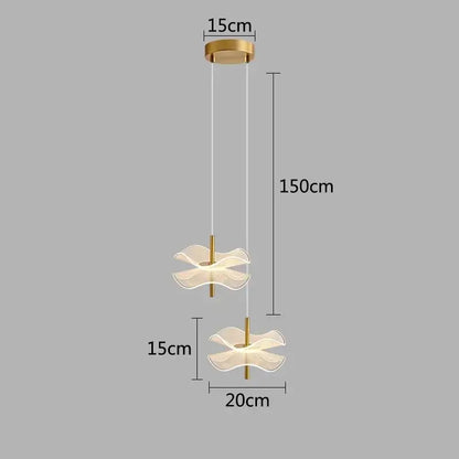Modern white and gold lotus leaf pendant lights bedroom art chandelier