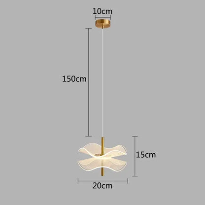 Modern white and gold lotus leaf pendant lights bedroom art chandelier