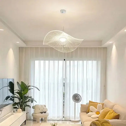 Modern white lotus leaf pendant light dining room fan design