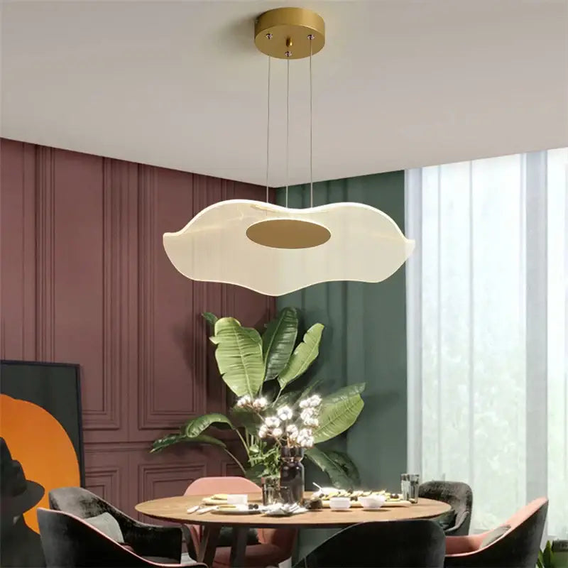 Modern white mesh lotus leaf pendant light for living room