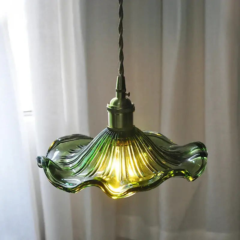 Modern green lotus leaf pendant light for dining room