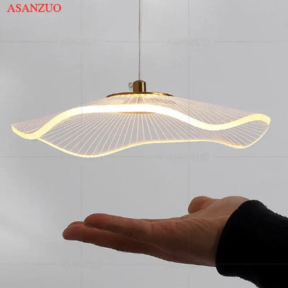 Modern gold lotus leaf single pendant lamp kitchen art decor