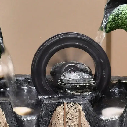 Ceramic green lotus leaf water feature living room fountain