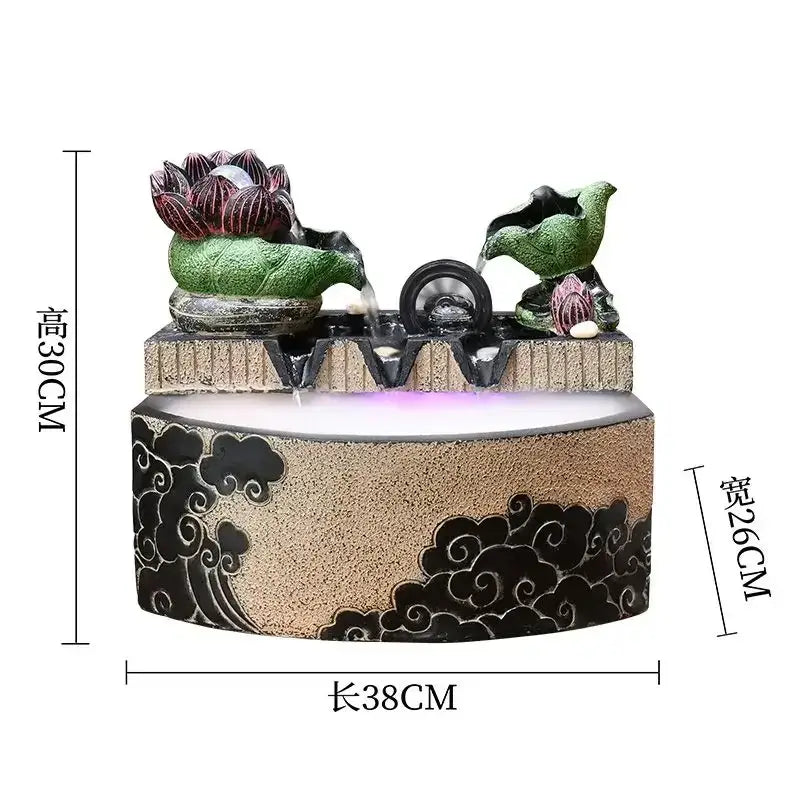 Ceramic green lotus leaf water feature living room fountain